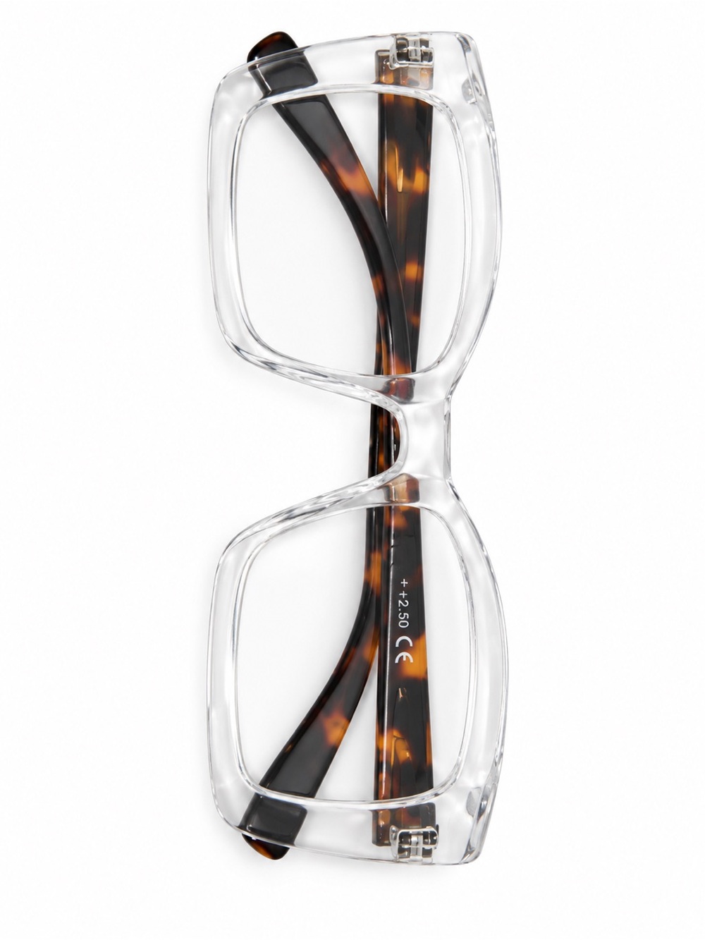 Clear Frame Reading Glasses with Tortoiseshell Temples - Unbranded